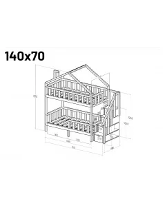 Bunk bed with stairs NIKOLA - Side entry
