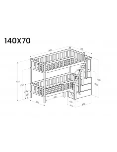 Bunk bed with steps Filip