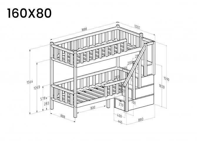 Bunk Bed with Stairs FILIP