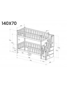 Bunk bed with steps Filip - Side entrance