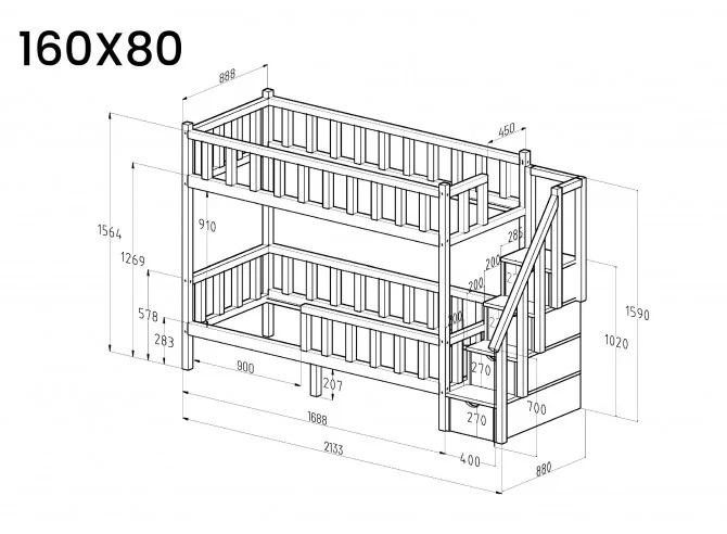Bunk Bed with Stairs FILIP