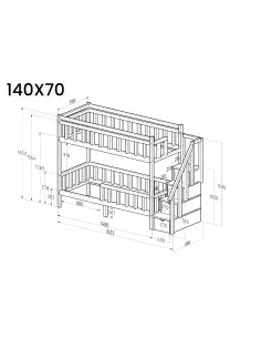 Bunk bed with steps Filip PLUS - Side entrance