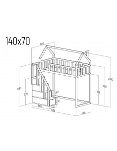 Lit mezzanine avec escalier - Zosia