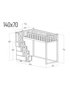 Loft bed with steps - FILIP
