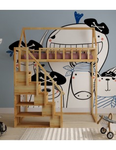 Hochbett mit Treppe - Zosia - Vordereingang - Höhe 150cm