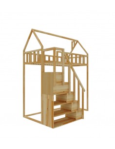 Hochbett mit Treppe - Zosia - Vordereingang - Höhe 150cm