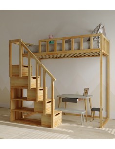 Loft bed with stairs - FILIP - Front Entry - Height 135cm