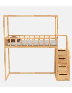 Hochbett Modell Filip mit Deckenaufbau – Vorderansicht auf weißem Hintergrund