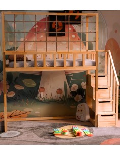 Loft bed with ceiling-high structure – side view