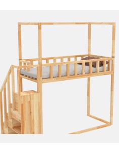Loft bed Filip model with ceiling-high structure – rear view on white background