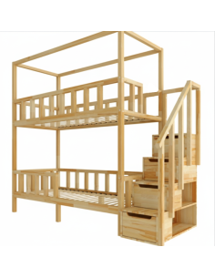 Etagenbett mit Treppe FILIP mit Deckenhoher Konstruktion – Seitlicher Einstieg