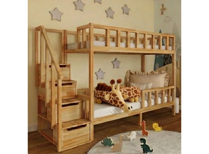 Bunk bed with a protective bumper roll