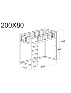Lit mezzanine FILIP – Hauteur 160 cm