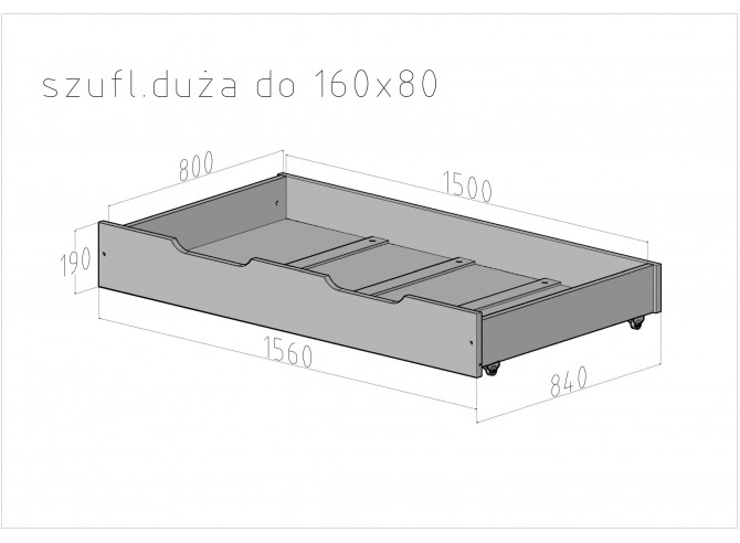 Duża szuflada pod łóżko 160x80cm
